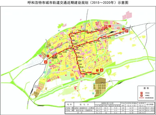 高铁规划图呼和浩特市地铁1号线线路图呼和浩特城区路线图呼市地图二