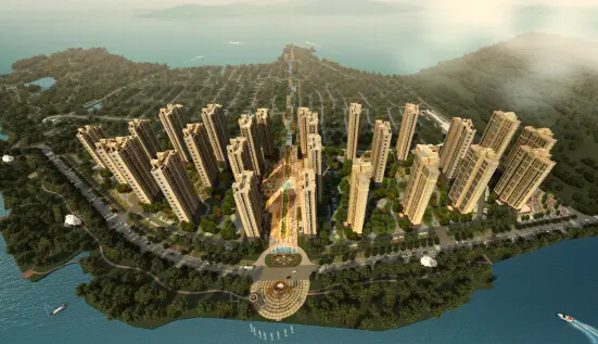中建·汤逊湖壹号选址汤逊湖湖中岛,以湖为境,踞岛为央.