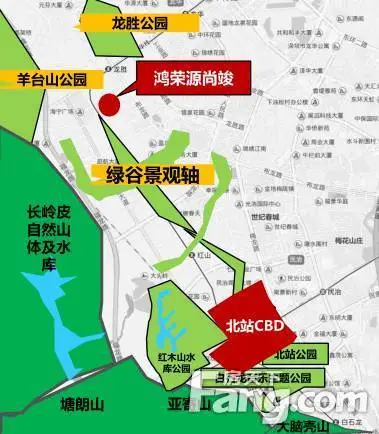 龙华绿谷景观轴示意图