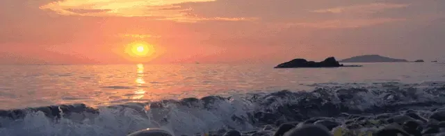 清晨,太阳缓缓升起,大亚湾畔的海浪嬉闹着与你"打招呼",红树林公园,南